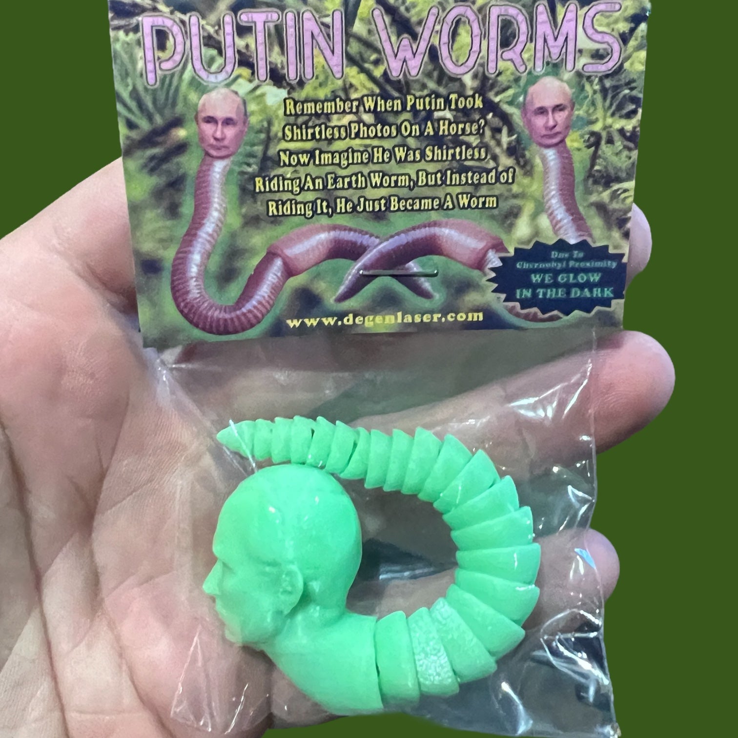 Articulated GLOW IN THE DARK Putin Worms