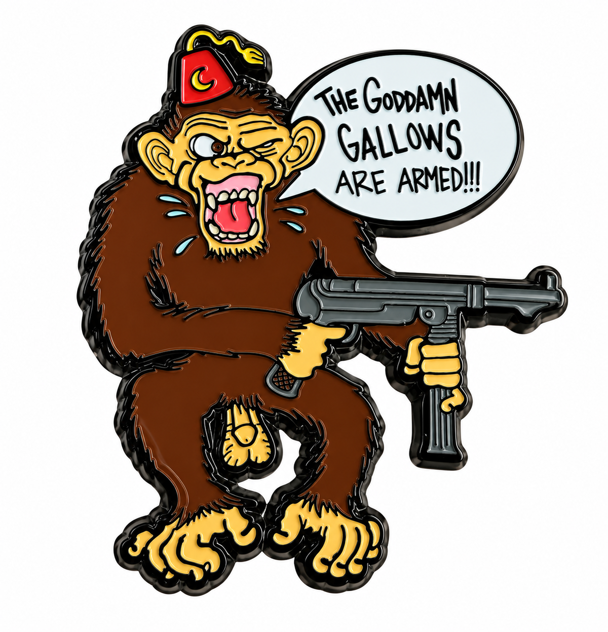 Goddamn Gallows Limited Edition Armed Monkey Enamel Pin (Numbered & Glow In the Dark)