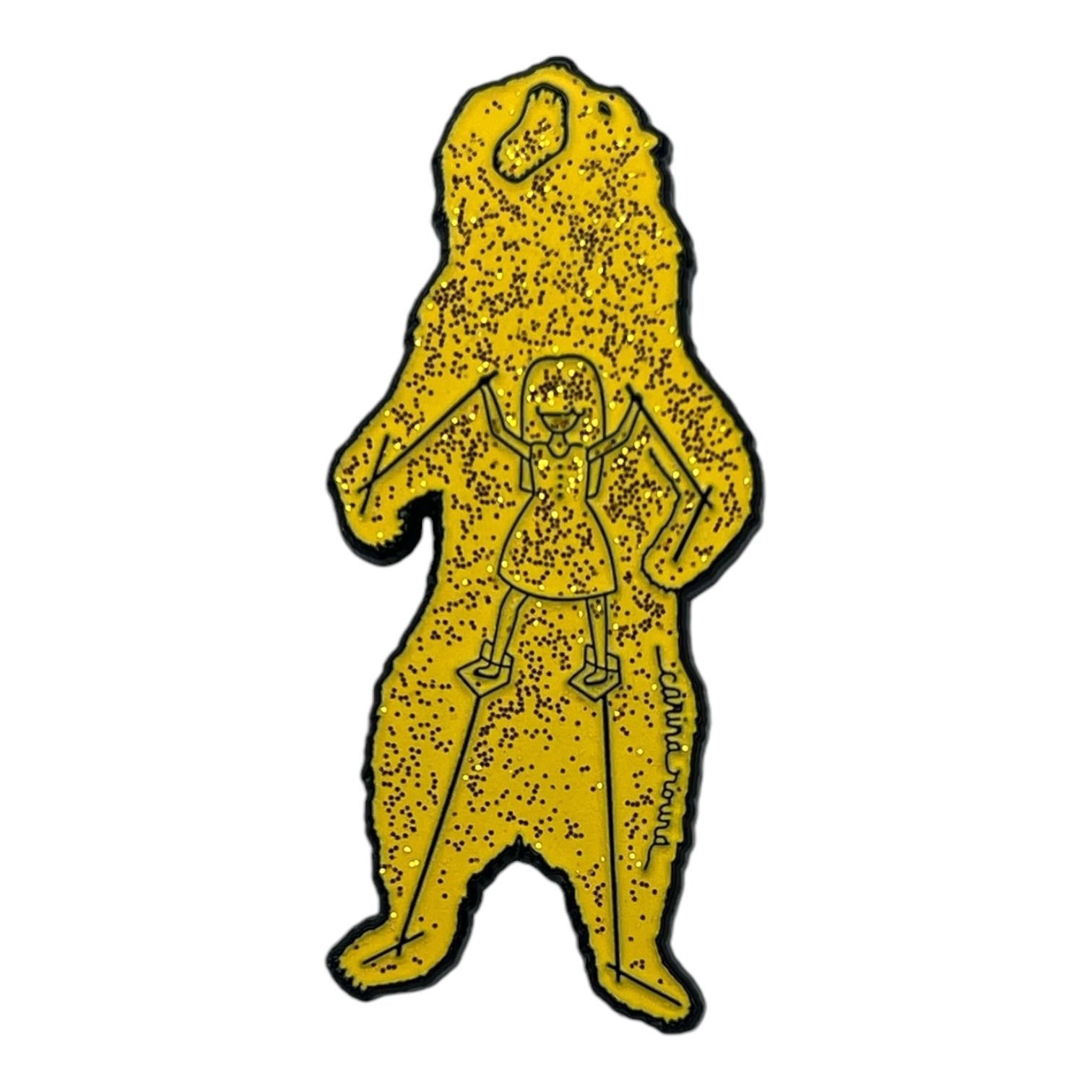 Carina Round GLOW IN THE DARK 'GOLDEN GLITTER' BEAR Variant enamel pin