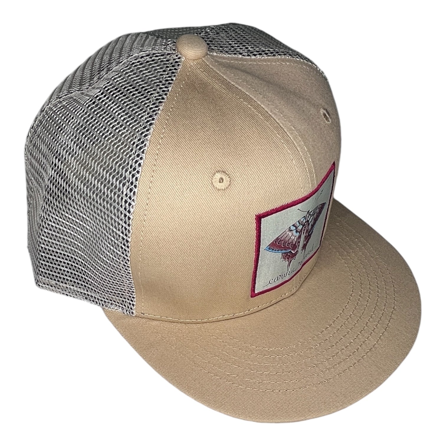 Carina Round Khaki Embroidered Butterfly Trucker Hat