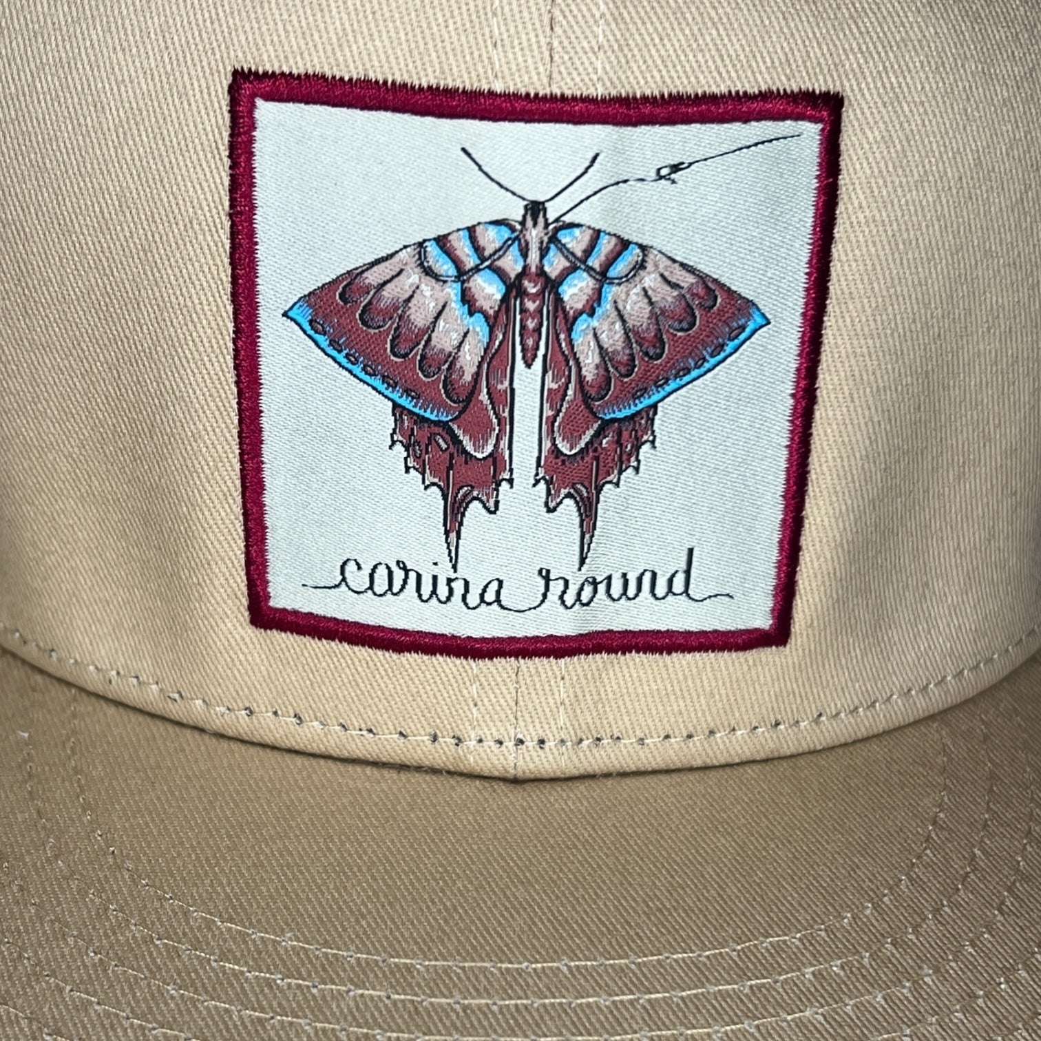 Carina Round Khaki Embroidered Butterfly Trucker Hat