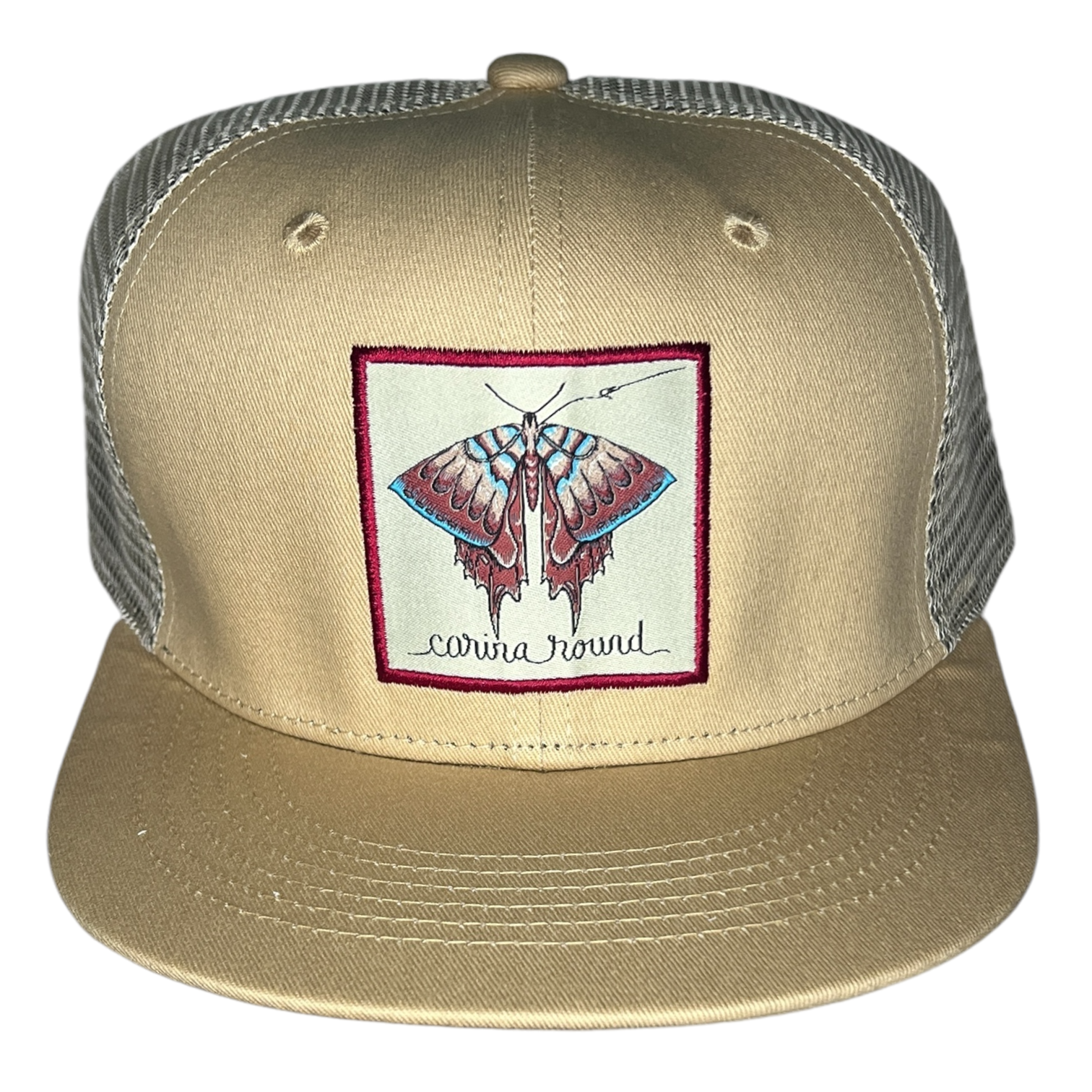 Carina Round Khaki Embroidered Butterfly Trucker Hat